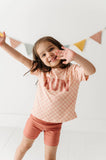 babysprouts clothing company: Boxy Tee in Pink Lemonade Checkered RUN