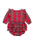 RuffleButts - Tis The Season Plaid LS Ruffle Romper