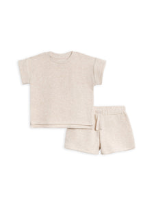 Organic Waffle Tee and Shorts Set - Oat