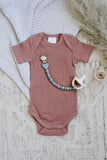 Sweetie Strap™ Silicone One-Piece Pacifier Clips: Rosewood Beaded