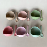 Ali+Oli - Ali+Oli Silicone Suction Bowl & Spoon Set (WAVY): Blush