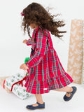 RuffleButts - Tis The Season Plaid Ruffle Bow Dress