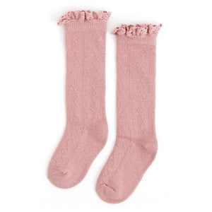 Blush Fancy Lace Top Knee High Socks