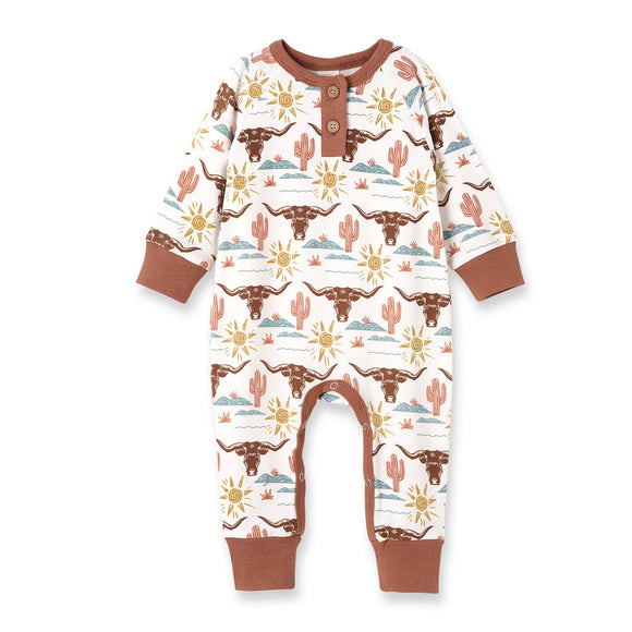 Tesa Babe - Happy Trails Bamboo Henley Romper: 12-18M