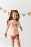 babysprouts clothing company: Boxy Tee in Pink Lemonade Checkered RUN