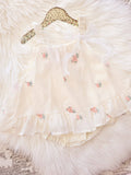 Ivory Dress with Peach Embroider Flowers