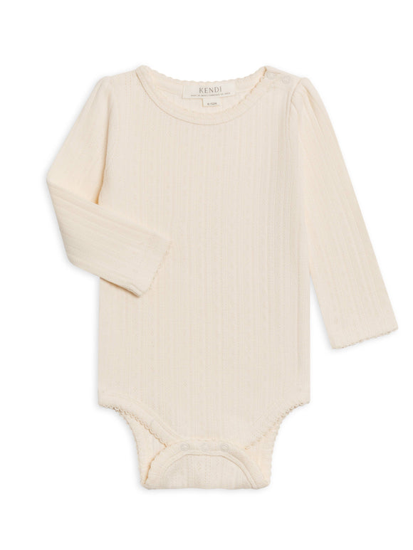 Colored Organics - Thea Pointelle LS Bodysuit - Ivory