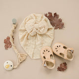 Golden Dot Lane - Texture Knit Baby Turban 0-18 Oat