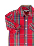 RuffleButts - Tis The Season Plaid LS Button Down