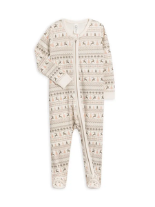 Organic Baby Peyton Footed Sleeper - Fairisle / Fawn