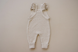 Mebie Baby - Ruffle Knit Overalls - Oat