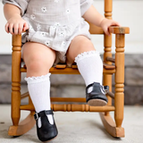 White Fancy Lace Top Knee Highs