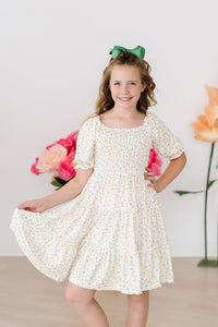 Smocked Ruffle Dress - Marigold