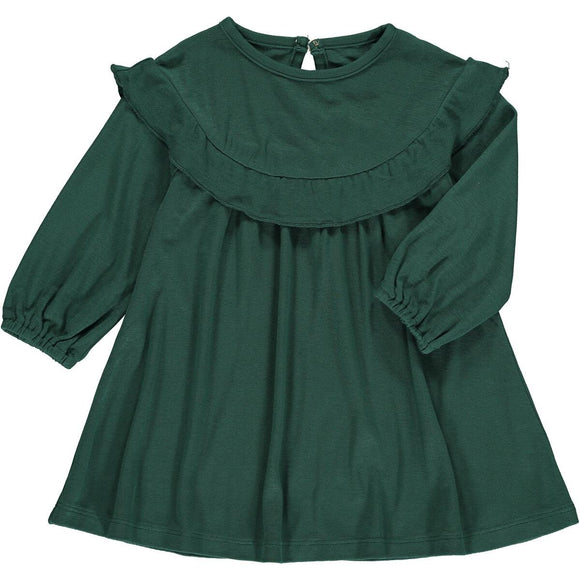 Ruffle Top Dress - Dark Green