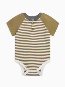 Sosa Raglan Henley Bodysuit - Greely Stripe / Herb + Pewter