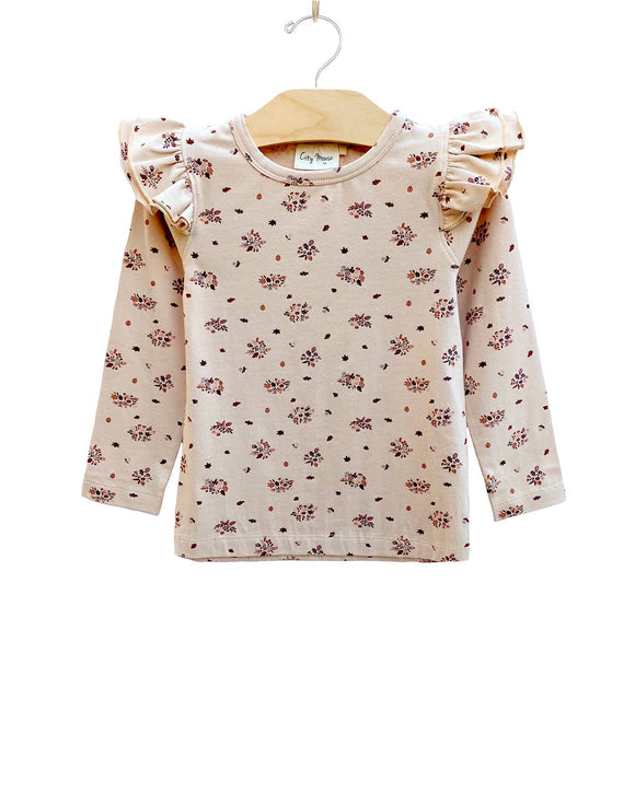 City Mouse Studio - Floral Flutter Sleeve Tee Mauve