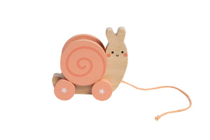 Pearhead - Snail Wooden Pull Toy, Developmental Toys, Nursery Decor
